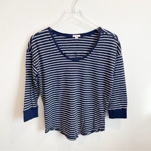 Gap Navy Stripe Quarter Sleeve Shirt Top